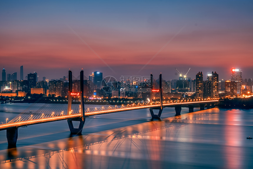 武汉长江二桥夜景图片