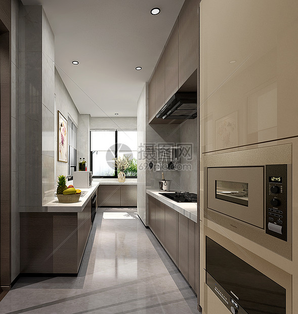 现代简约风厨房室内设计效果图图片