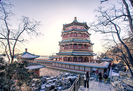 冬天古建筑北京颐和园风光背景