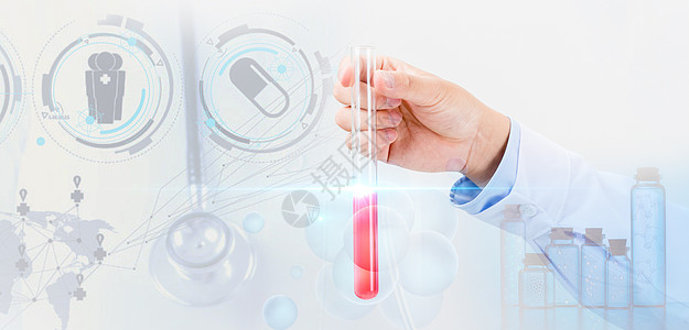 医疗科技红色化学结构高清图片