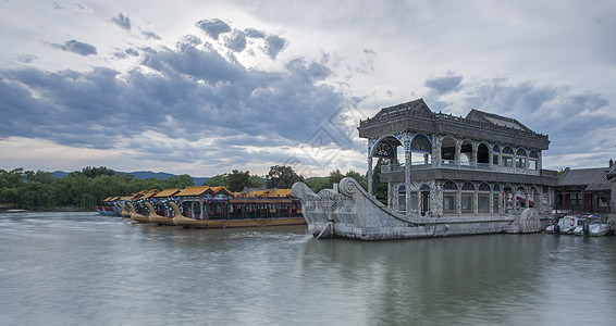 旅行北京颐和园石舫背景