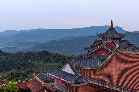 雾海蜀南竹海龙吟寺背景