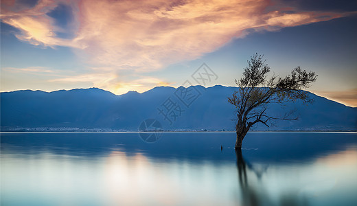 洱海夕阳大理洱海背景