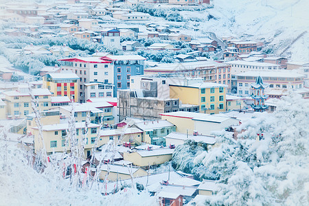 郎木寺小镇雪景东风小瑞士背景