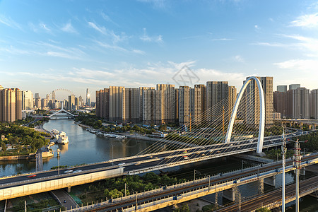 北营门立交桥风景秀丽的海河景观背景