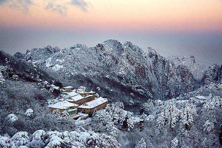 黄山风景区大美黄山冬天景色背景