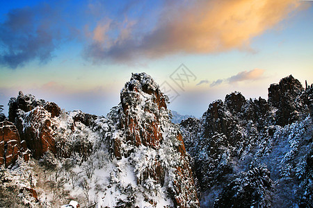 黄山风景区大美黄山冬天景色背景