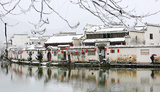 宏村冬景宏村冬天景色背景