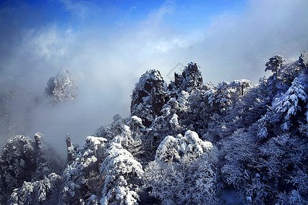 黄山风景区大美黄山冬天景色背景