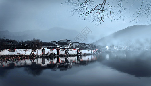 水墨风景水墨宏村背景