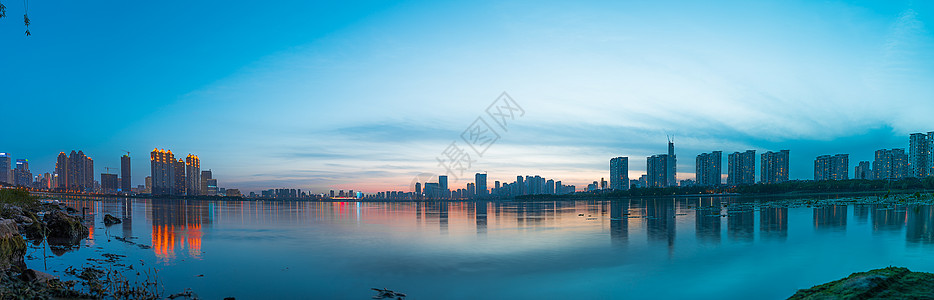 远景夜景武汉城市建筑风光背景