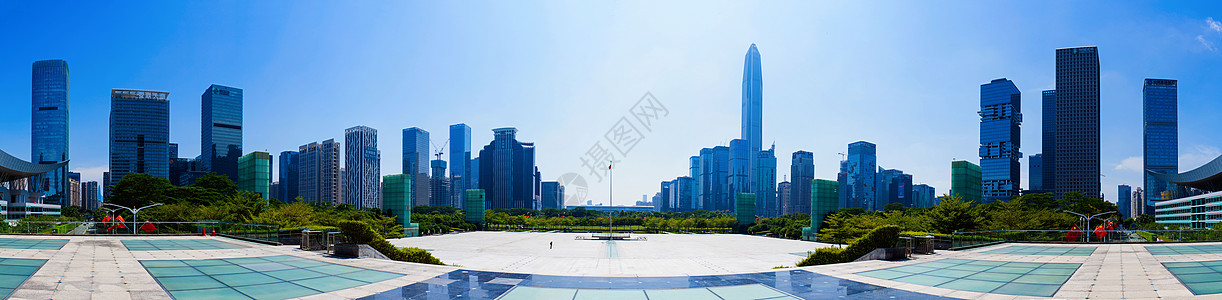 太阳地平线深圳市民中心广场全景背景