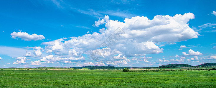 蓝天白云下的草原高清图片
