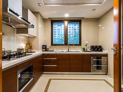 现代设计感的宽敞厨房背景