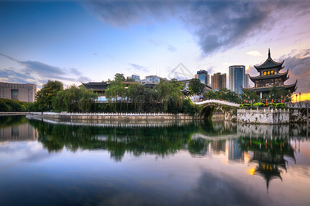 贵州夜景贵阳甲秀楼背景