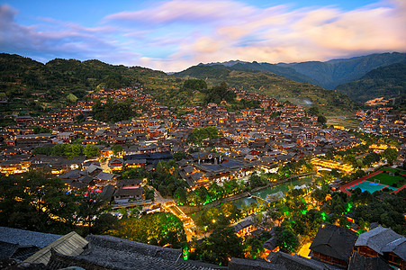 小镇夜景西江千户苗寨夜景背景