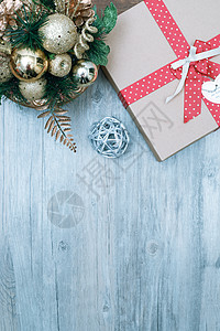 彩带圣诞节花环圣诞礼盒背景
