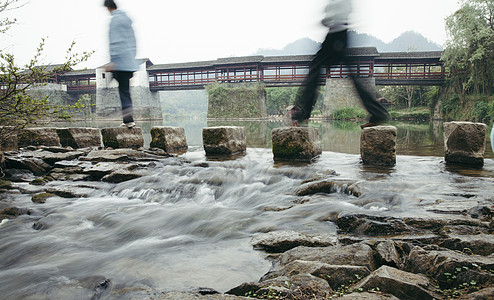 婺源风光小桥流水背景图片