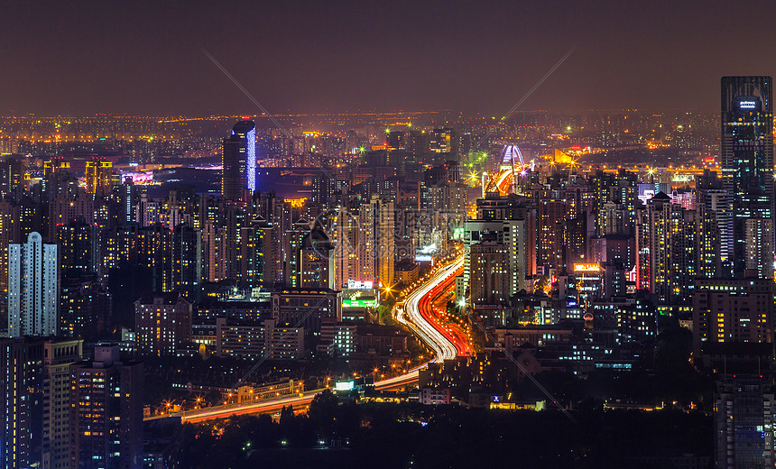 高楼林立的上海城市夜景风光图片