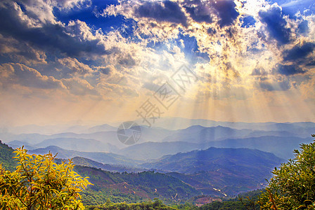 茶山晚霞大气自然风景高清图片