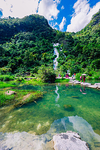 贵州梯田贵州旅游荔波小七孔景区风景背景