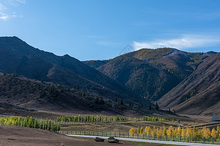 可可托海秋色阿尔泰山脉背景