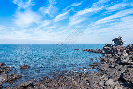 韩国济州岛龙头岩海滨背景图片