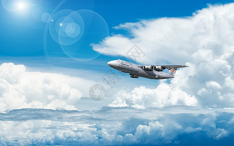 蓝天下飞机背景图片