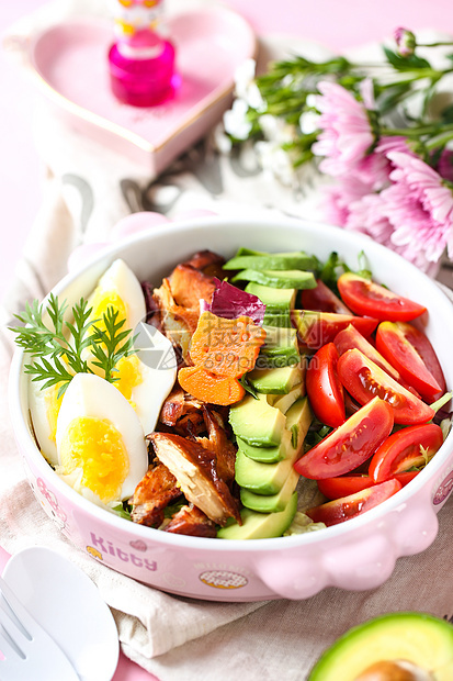 粉红少女系减脂水果蔬菜沙拉图片