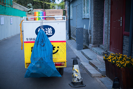 送货车城市中的快递背景