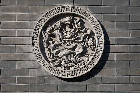 石雕观音中国元素墙体雕刻背景