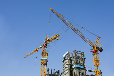 吊车工业园高楼建筑施工背景