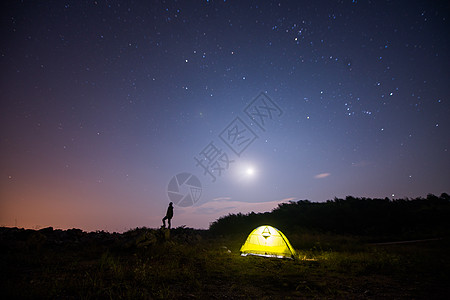 户外露营星空下的帐蓬背景