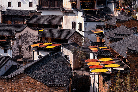 徽派民居秋天婺源徽派建筑背景