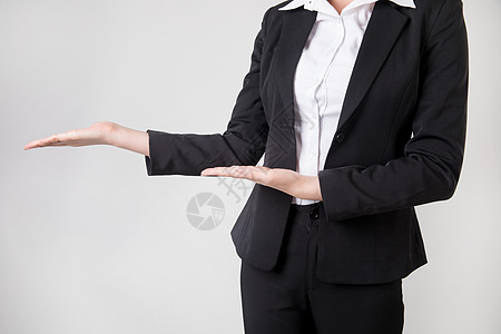 商务女性肢体语言欢迎动作高清图片