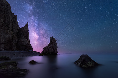 星轨银河夜景图片