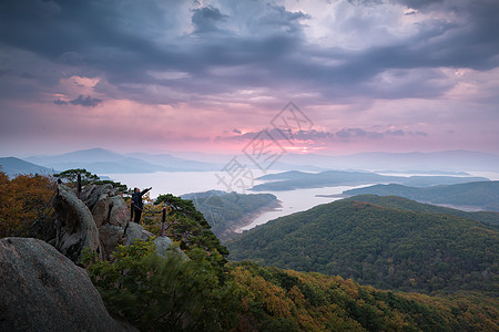 高山水长城风光美景背景