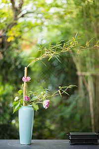 禅意插花清新花瓶花艺背景图背景