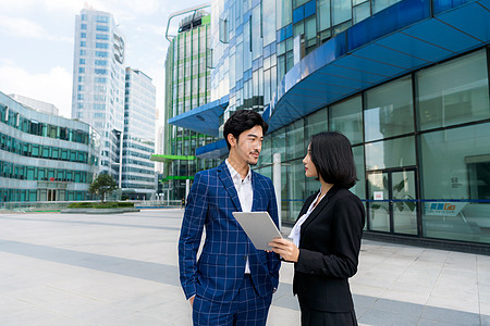 商务办公楼商务人士户外人像背景