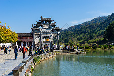 山树安徽西递古镇风光背景