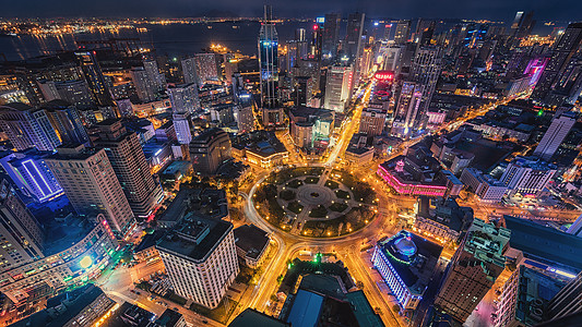 现代城市大连大连中山广场夜景背景