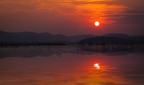 落日海边漂亮的夕阳落日背景