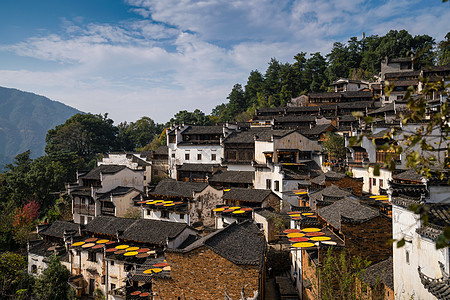 篁岭晒秋中国最美乡村江西婺源背景