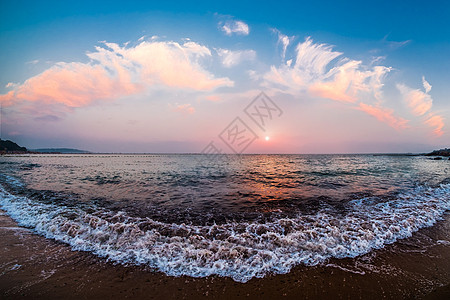 海水浴场青岛海边的日落背景
