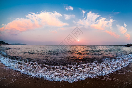 浴场青岛海边的日落背景