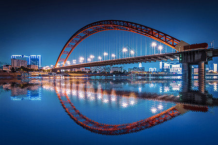 夜幕下的武汉晴川桥背景图片