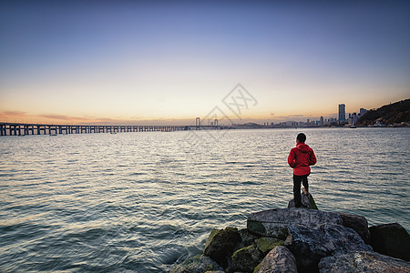 海景照片旅行背影照片背景