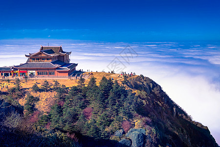 古风海报峨眉山风光背景