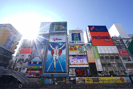 日本大阪大阪地标购物中心道顿崛背景