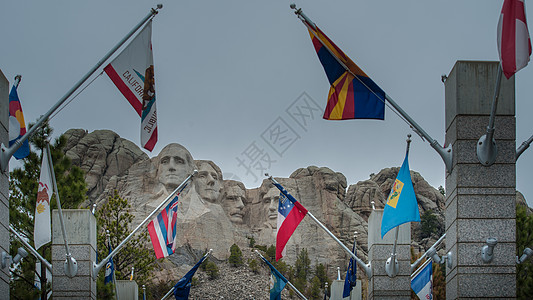 美国景点美国总统巨石像背景